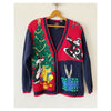 Christmas Vintage 90s Looney Tunes Cardigan Eagle's Eye Vintage Hand Knit Sweater Adult Size M - SirHoliday