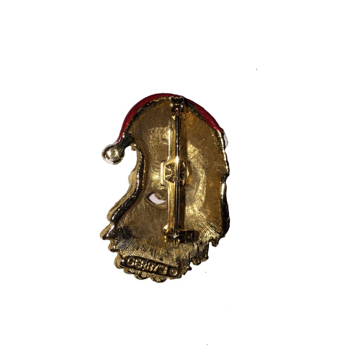 Christmas Estate Enamel Signed Gerrys Santa Brooch - Christmas