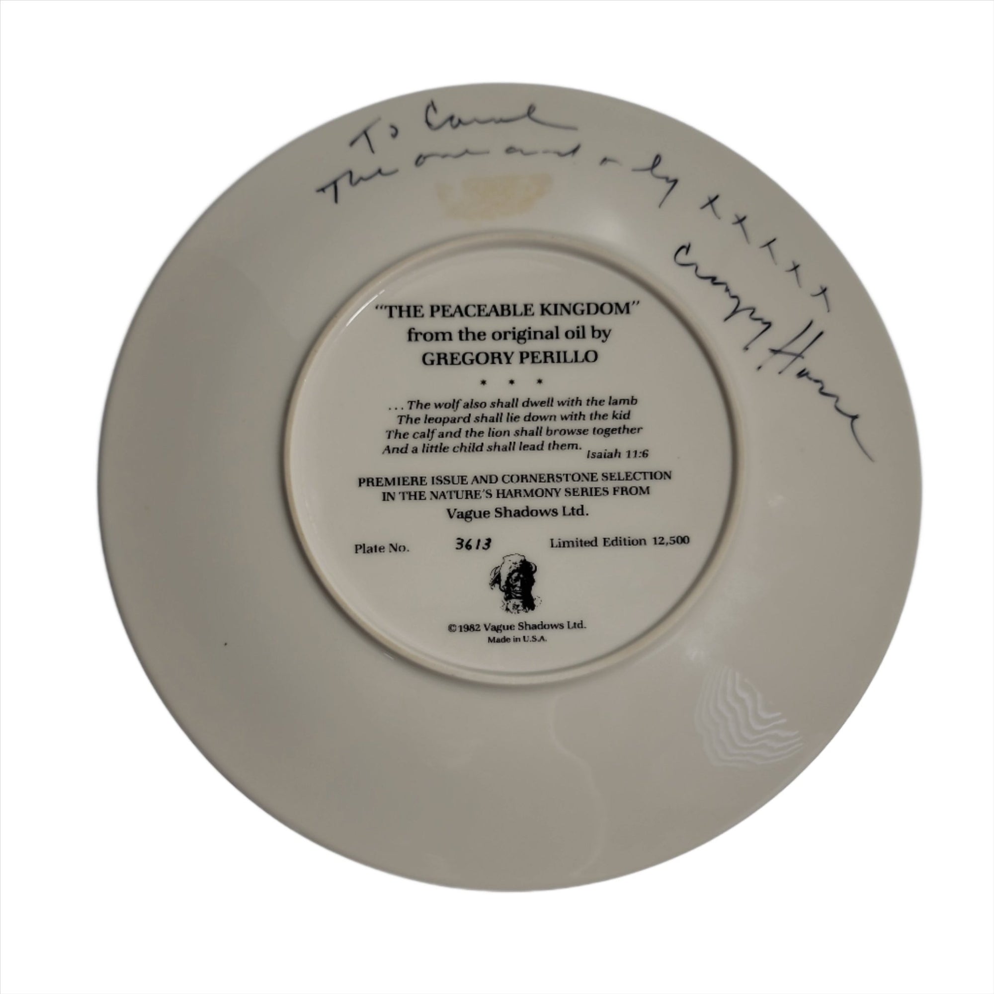 Gregory Perillo The Peace Of Kingdom 1982 Plate Sir218Holiday - SirHoliday