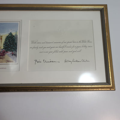 White House 2000 Christmas Card Signed By Bill And Hillary Clinton