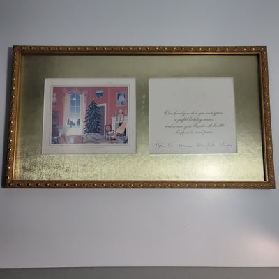 White House Frames 1994 Christmas Card Signed By Bill And Hillary Clinton