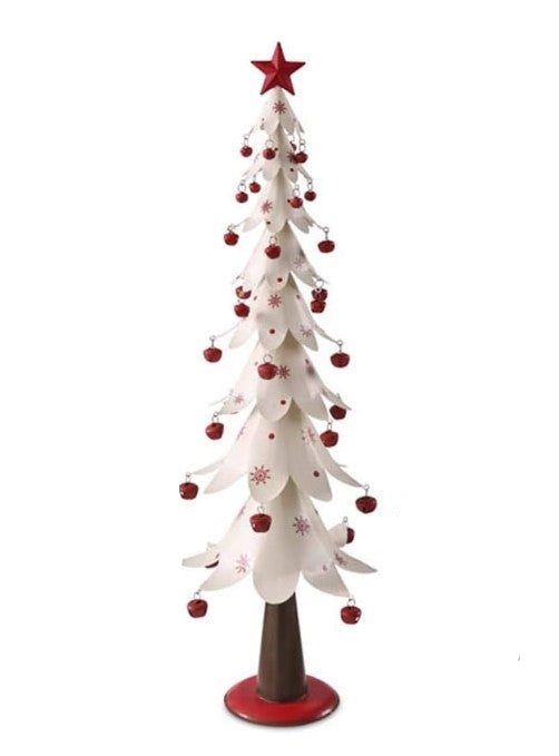 White and Red Whimsical Metal Large Christmas Tree