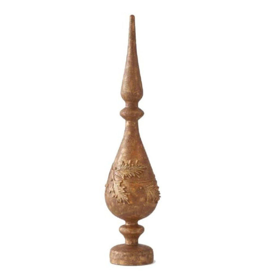 Antique Gold And Holly Glass Battery Operated LED Tear Drop Tabletop Finial - SirHoliday