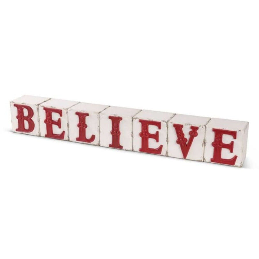 Believe Wood Blocks With Red Raised Letters - SirHoliday