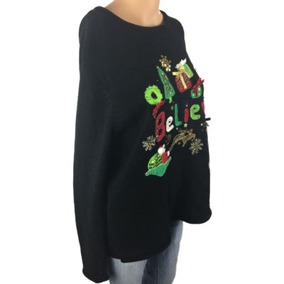 Christmas Believe Bigger Tiara International Vintage Sweater Size XL - SirHoliday