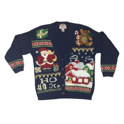 Christmas Blue Santa Tiara International Vintage Sweater Size M - SirHoliday