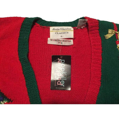 Christmas Jingle Bells Star Buttons Marisa Christina Classics Cardigan Size L - SirHoliday