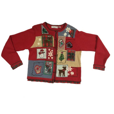 Christmas Reindeers And Snow Victoria Jones Vintage Sweater Size P/L - SirHoliday