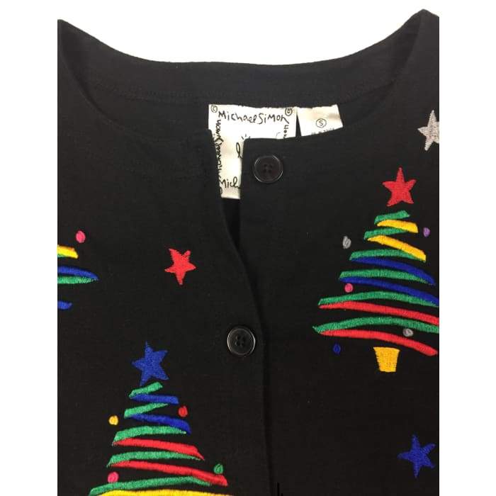 Christmas Trees And Stars Michael Simon Lite Vintage Sweater Size S - SirHoliday