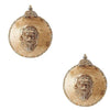 Gold Santa Head 7 Inch Round Handcrafted Decorative Shatterproof Ornaments 2 Piece Set - SirHoliday