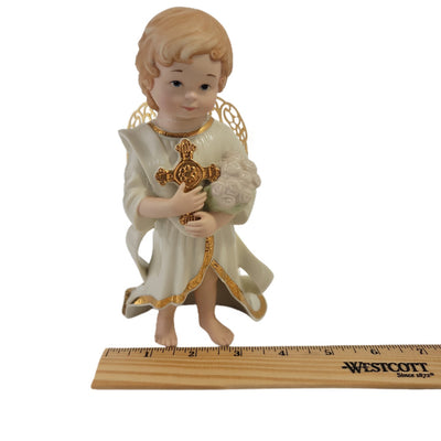 Lenox Little Graces Porcelain Angel Figurine Holding Cross & Flowers Sir149Holiday - SirHoliday