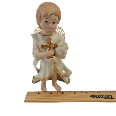 Lenox Little Graces Porcelain Angel Figurine Holding Cross & Flowers Sir149Holiday