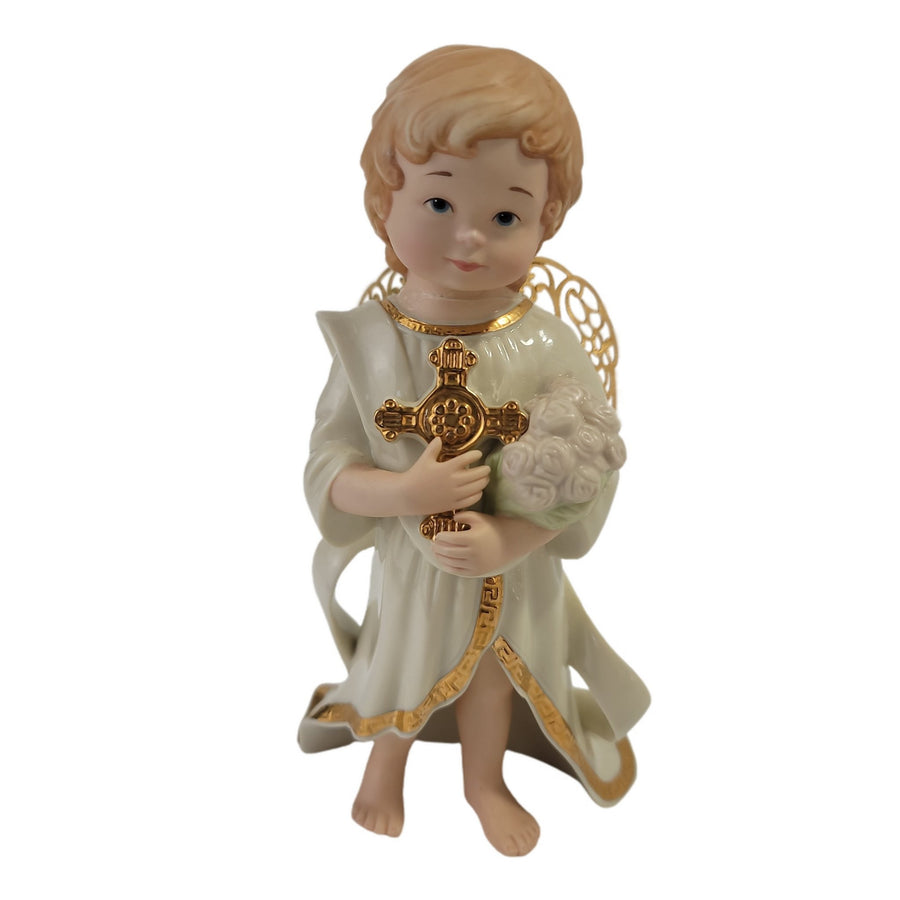 Lenox Little Graces Porcelain Angel Figurine Holding Cross & Flowers Sir149Holiday - SirHoliday