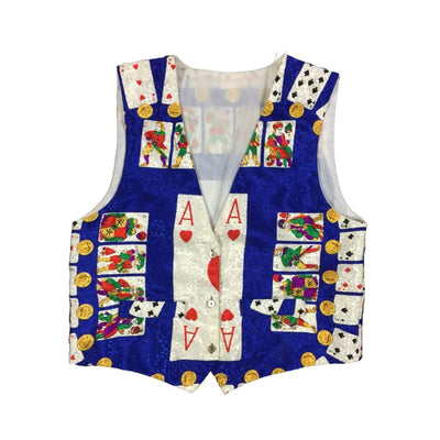 Christmas Ace Of Hearts Vintage Silky Sweater Vest Size M - SirHoliday