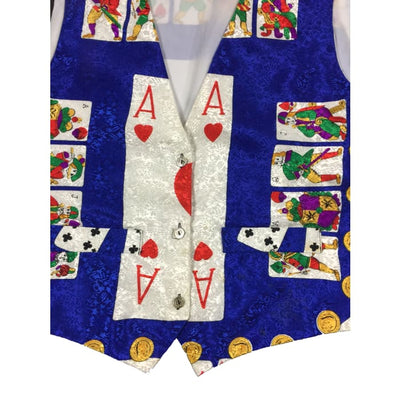 Christmas Ace Of Hearts Vintage Silky Sweater Vest Size M - Christmas