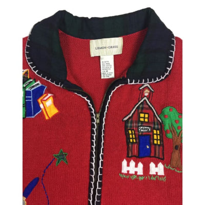 Christmas Back To School Lemon Grass Vintage Sweater Vest Size M - Christmas