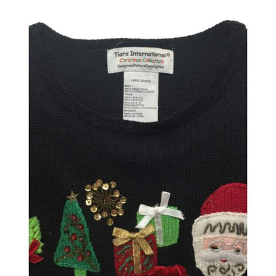 Christmas Believe Tiara International Vintage Sweater Size L - Christmas