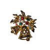 Christmas Bells With Rhinestones Signed Avon Brooch - Christmas