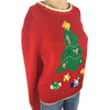 Christmas Candy Cane Tree Hand Embroidery Exclusive Vintage Sweater Size L - Christmas