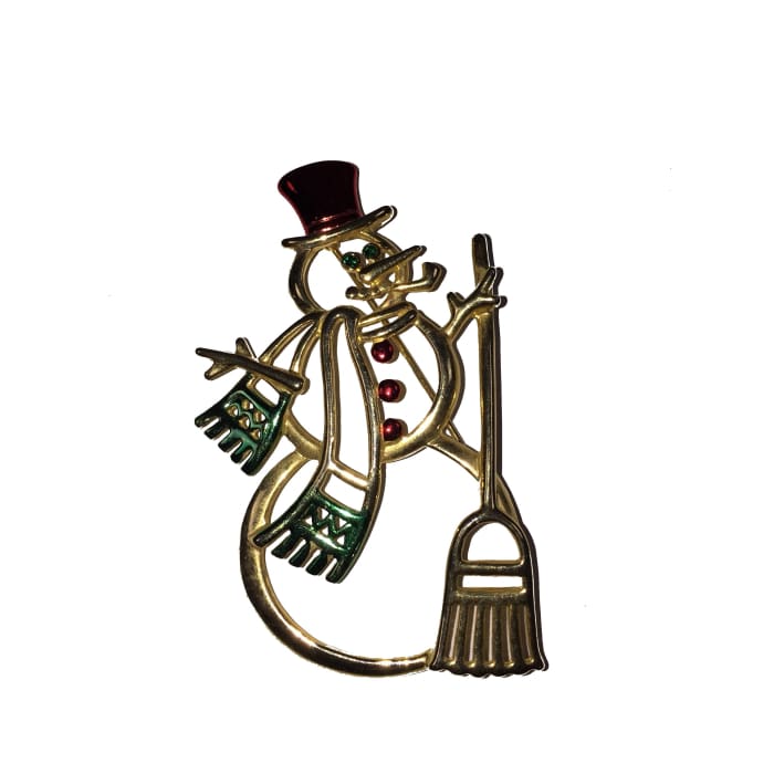 Christmas Estate Signed JJ Snowman Brooch - Christmas