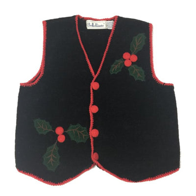 Christmas Holly BellePointe Vintage Sweater Vest Size M - Christmas