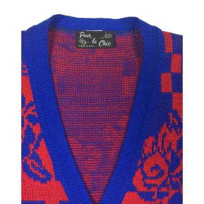 Christmas Red And Blue Pour Le Chic Vintage Sweater Size Unknown - Christmas