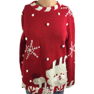Christmas Red Santa Storybook Knits Vintage Sweater Size S - Christmas