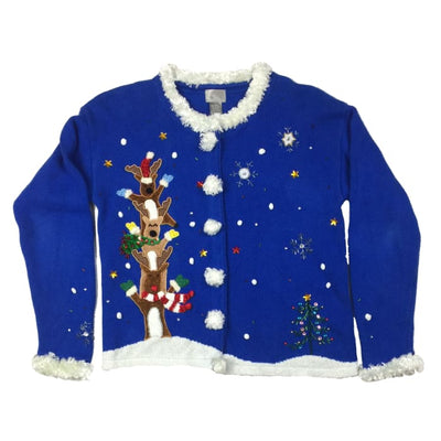 Christmas Reindeer Tower Berek Vintage Sweater Size L - Christmas