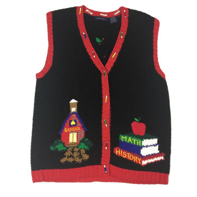 Christmas School House Eagles Eye Vintage Sweater Vest Size S - Christmas
