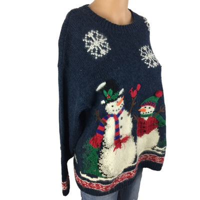 Christmas Snowmen Croft & Barrow Vintage Sweater Size M - Christmas