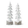 Christmas Trees Set of 2 Resin Antique Silver and White Trees - Christmas