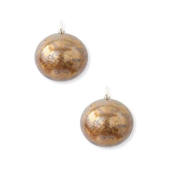 Copper Gold Leaf Handcrafted Decorative Shatterproof Ornaments 2 Piece Set - Christmas