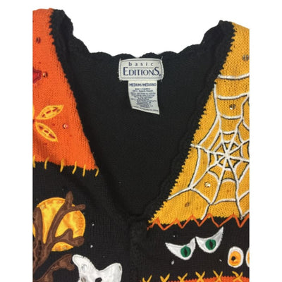 Halloween Boo Basic Editions Vintage Sweater Vest Size M - Halloween