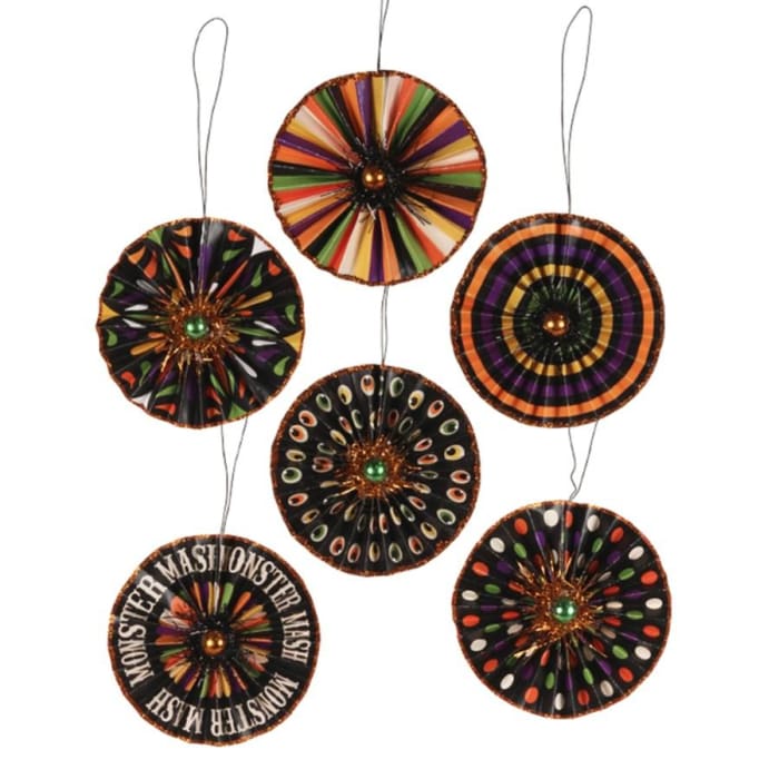 Halloween Monster Mash Rosette Ornaments (Set of 6) - Halloween