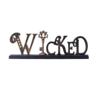 Halloween Wooden Black And Gold Wicked With Vintage Cutout Key - Halloween