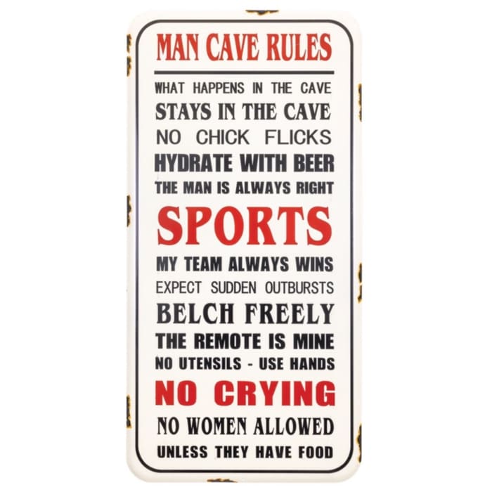 Man Cave Rules Wall Plaque Sign - Christmas
