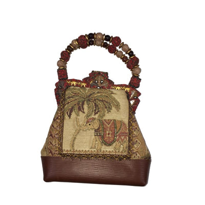 Mary Frances Elephant Tapestry & Beaded Handle Bag - Accessory