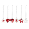 Mini Heart and Star Glass Ornaments (Set of 6) - Christmas