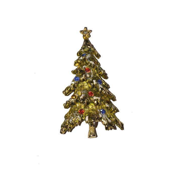 Snowy Tree Signed Gerrys Brooch - Christmas