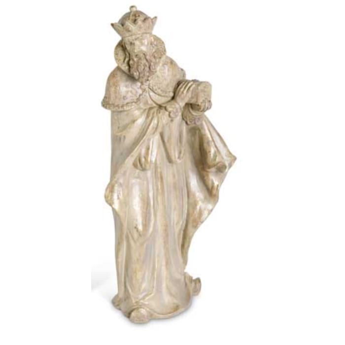 Wiseman figurine Holding Chest With Light Antiqued Natural Finish 17.5 Inches - Christmas