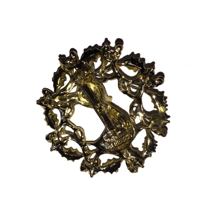 Wreath And Reindeer Signed Gerrys Brooch - Christmas